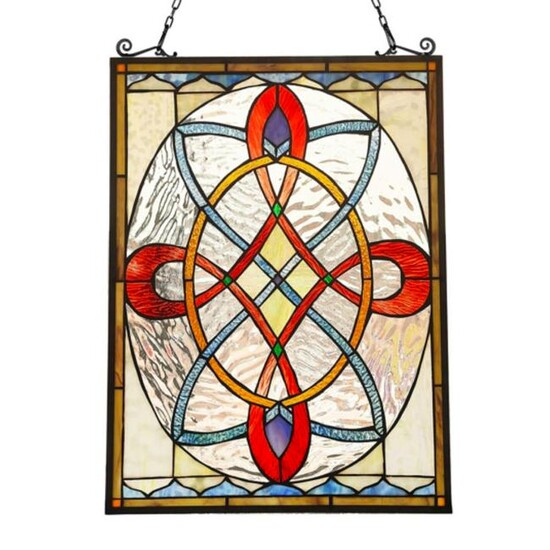 Tiffany Style Stained Art Glass Hanging Window Panel
