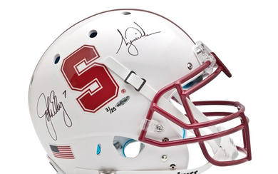 Tiger Woods & John Elway Signed Stanford Cardinals LE Full-Size Helmet (UDA)