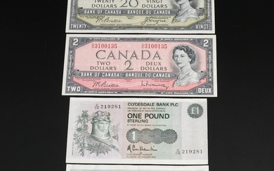 Two Canadian and Two Scottish Currency Notes