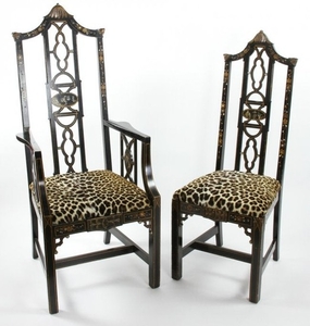 Two Japanese Chinoiserie Decorated Chairs