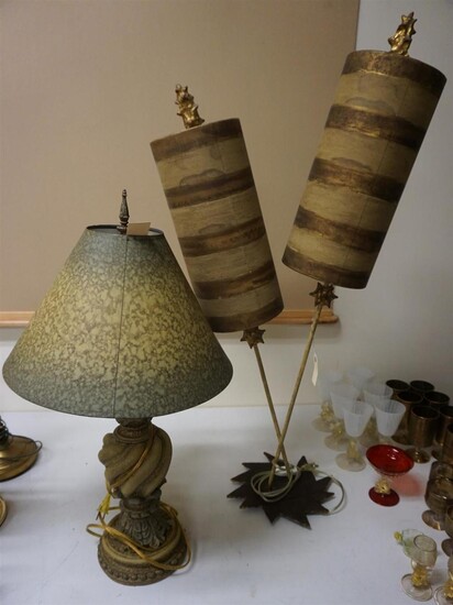 Two Neutral and Gold Tone Table Lamps