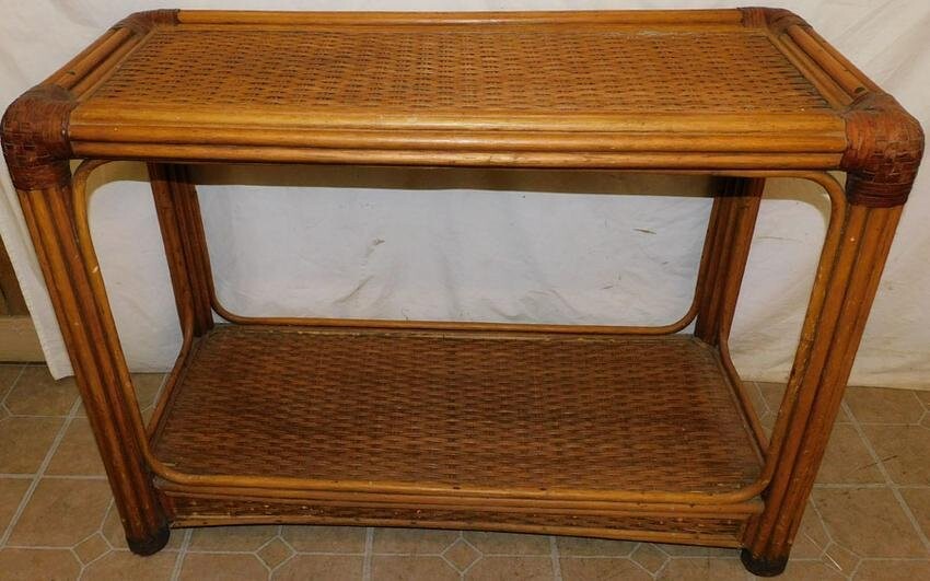 Two Tier Rattan Console