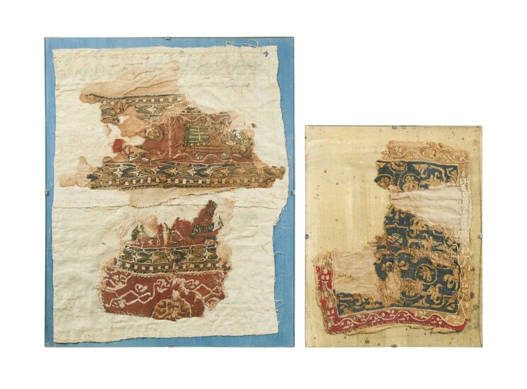 Two framed Coptic textile fragments, probably 3rd - 4th century AD