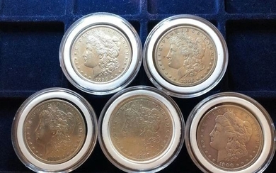 USA - Dollar (Morgan) 1898, 1898-O, 1899-O, 1900, 1900-O (5 pieces)- Silver