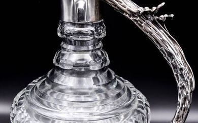 Very beautiful and elegant jug - .915 silver, Cut glass - Spain - First half 20th century