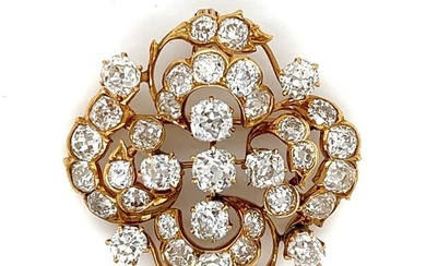 Victorian 14K Yellow Gold Diamond Brooch