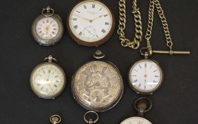 Victorian silver cased open-face pocket watch and assorted fob watches