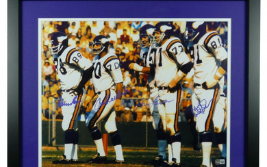 Vikings "Purple People Eaters" 22x26 Custom Framed Photo Display Signed by (4) with Carl Eller, Jim Marshall, Gary Larsen & Alan Page (Beckett)
