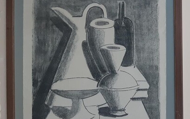 SOLD. Vilhelm Lundstrøm: Still life with Jug, bottle, etc. 1929. Usigned Lithograph. 61 x 44.5 cm. Sheet size 53 x 36 cm. Unframed. – Bruun Rasmussen Auctioneers of Fine Art