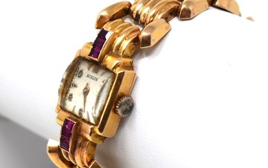 Vintage 1940's/1950's 18K rose gold ladies bracelet wristwatch