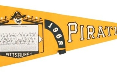 Vintage 1968 Pittsburg Pirates photo 30" Pennant Clemente