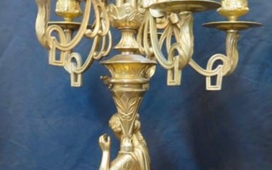 Vintage Empire Gilt Bronze Candelabra Signed "Salmson"