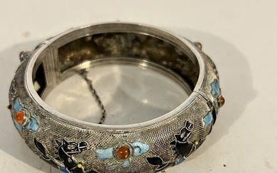 Vintage Native American Silver filigree rare enamel horse bracelet sz 7" nice!!!!
