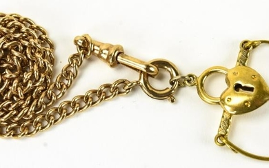 Vintage Watch Chain w Heart Padlock Charm Holder