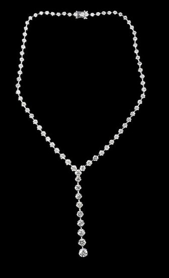White Gold and Diamond Drop Necklace