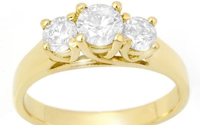 1.0 ctw Certified VS/SI Diamond 3 Stone Ring 18k Yellow Gold