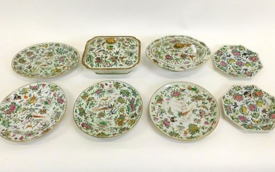 (10) pieces of Famille Rose porcelain. 19th c.