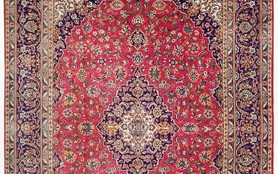 10 x 13 Red Semi-Antique Persian Kashan Rug