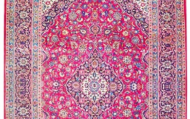 10 x 14 Red Semi Antique Persian Kashan Rug
