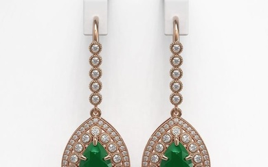 10.15 ctw Certified Emerald & Diamond Victorian Earrings 14K Rose Gold