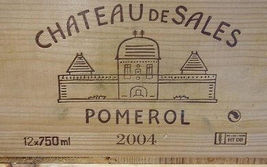 12 bouteilles CHÂTEAU DE SALES 2004 Pomerol Caisse bois d'origine