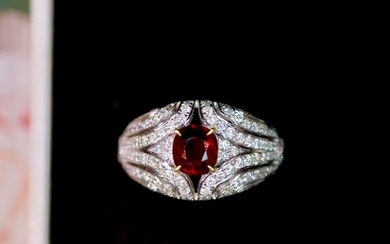 14K GOLD 2.12 CTW NATURAL PIGEONBLOOD RED DIAMOND RING