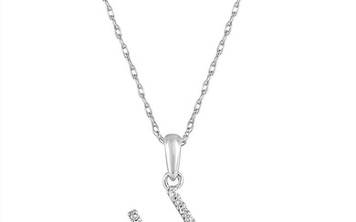 14k White Gold & Diamond Initial Necklace- H