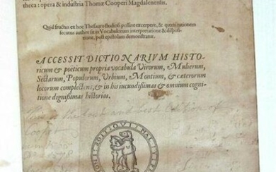 1584 Thesaurus linguae Romanae & Britannicae by THOMAS