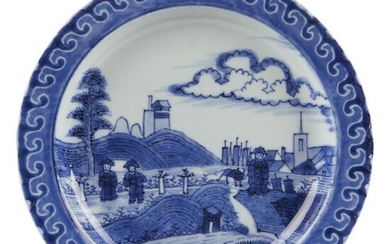 17th c. Blue & White "Deshima Island" Pattern Pottery