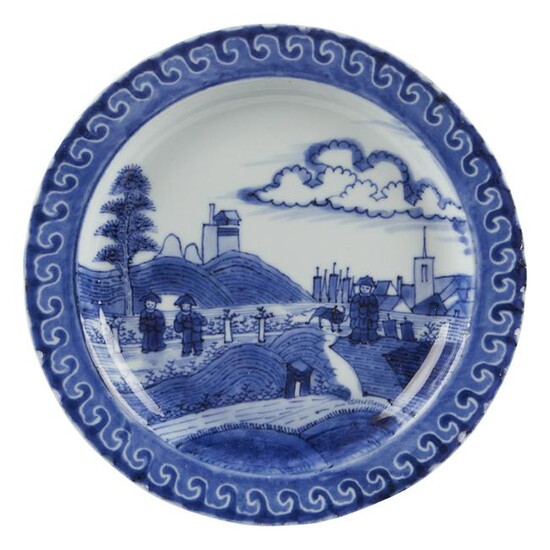 17th c. Blue & White "Deshima Island" Pattern Pottery