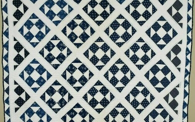 1870's Indigo Blue & White Shoofly Quilt