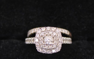 18ct White Gold Halo Design Round Brilliant Cut Diamond Bridal...