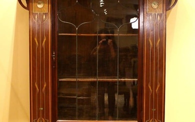 1900 ENGLISH ART NOUVEAU INLAID MOTHER OF PEARL CABINET