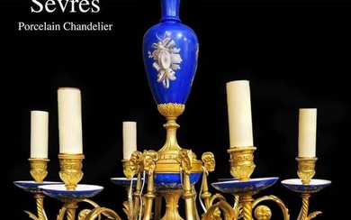 19TH C. FRENCH SEVRES BRONZE CHANDELIER 6-Light