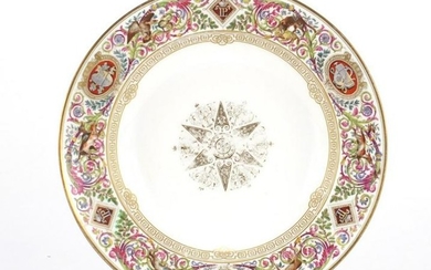 19th century Sèvres soup bowl, hand painted and gilded