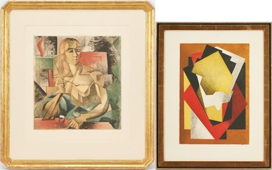 2 Jacques Villon framed Abstract Prints, Le Gouter and