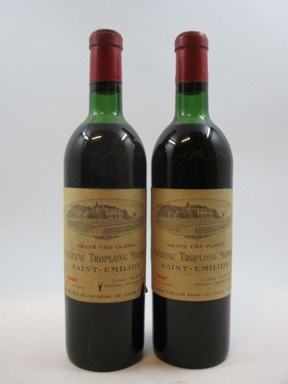 2 bouteilles CHÂTEAU TROPLONG MONDOT 1967 GCC Saint Emilion (haute épaule