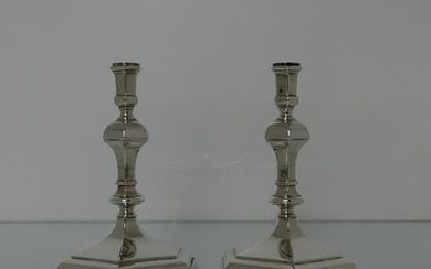 20th Century Modern Sterling Silver Pair of Tapersticks