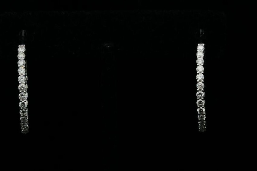 2.20ctw SI1-SI2/G-H Diamond 14K Hoop Earrings