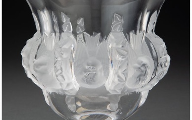 28084: Lalique Clear and Frosted Glass Dampierre Vase