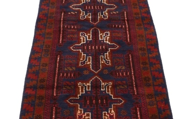 2'9 x 4'10 Hand-Knotted Afghan Baluch Accent Rug, 2000s