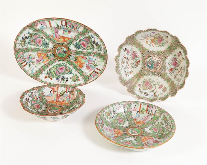 3 Chinese Porcelain Table Articles including an Oblong Famille Rose Tray & Bowls, Ca. 1900 FR3SHLM