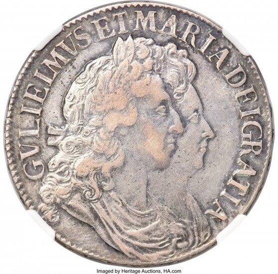 31584: William & Mary Crown 1692/Inverted 2 XF40 NGC, K
