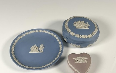 3pc Wedgwood Jasperware, Plate and Trinket Boxes