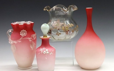 4 pc Victorian Art Glass