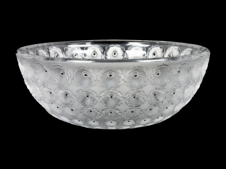 A Lalique Molded and Frosted Glass Bowl