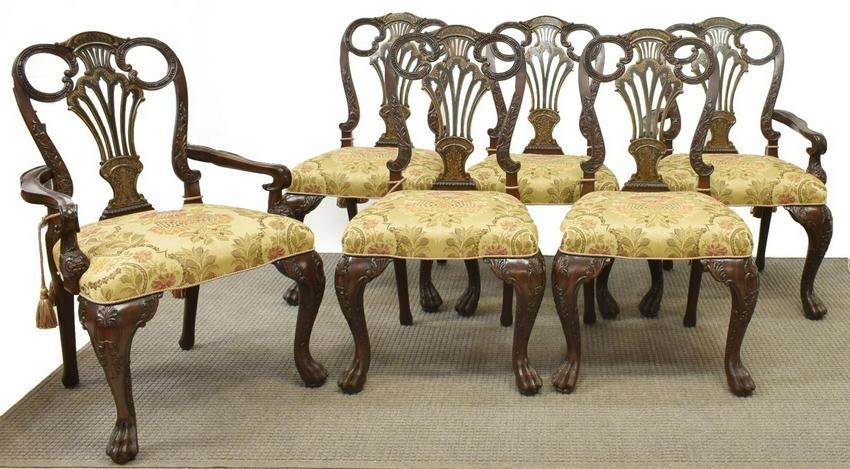 (6) MAITLAND-SMITH CHIPPENDALE STYLE DINING CHAIRS