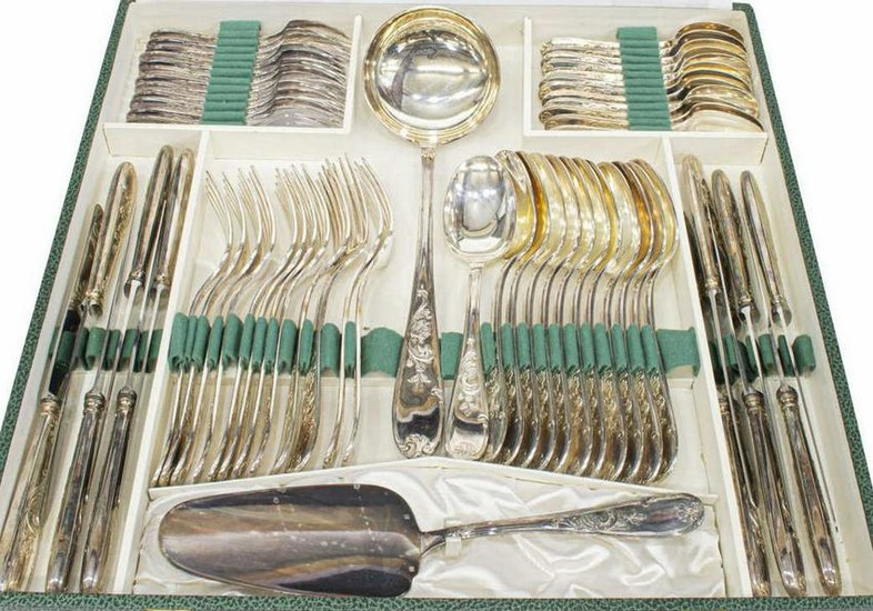 (62) FRENCH SILVER PLATE FLATWARE SERVICE FOR 12