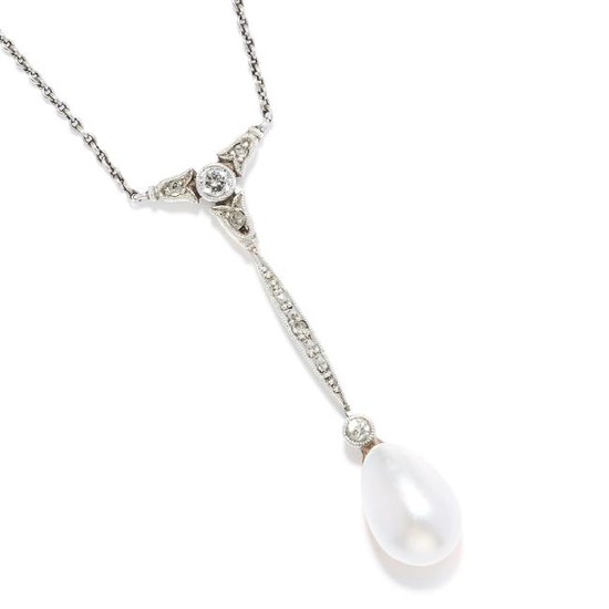 ANTIQUE PEARL AND DIAMOND PENDANT, EDWARDIAN in white