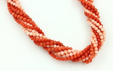 8-row necklace of corals , polished coral...